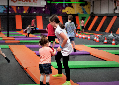 a child doing a backflip